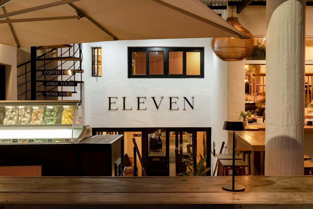 Eleven Hotel entrance at night, Plettenberg Bay